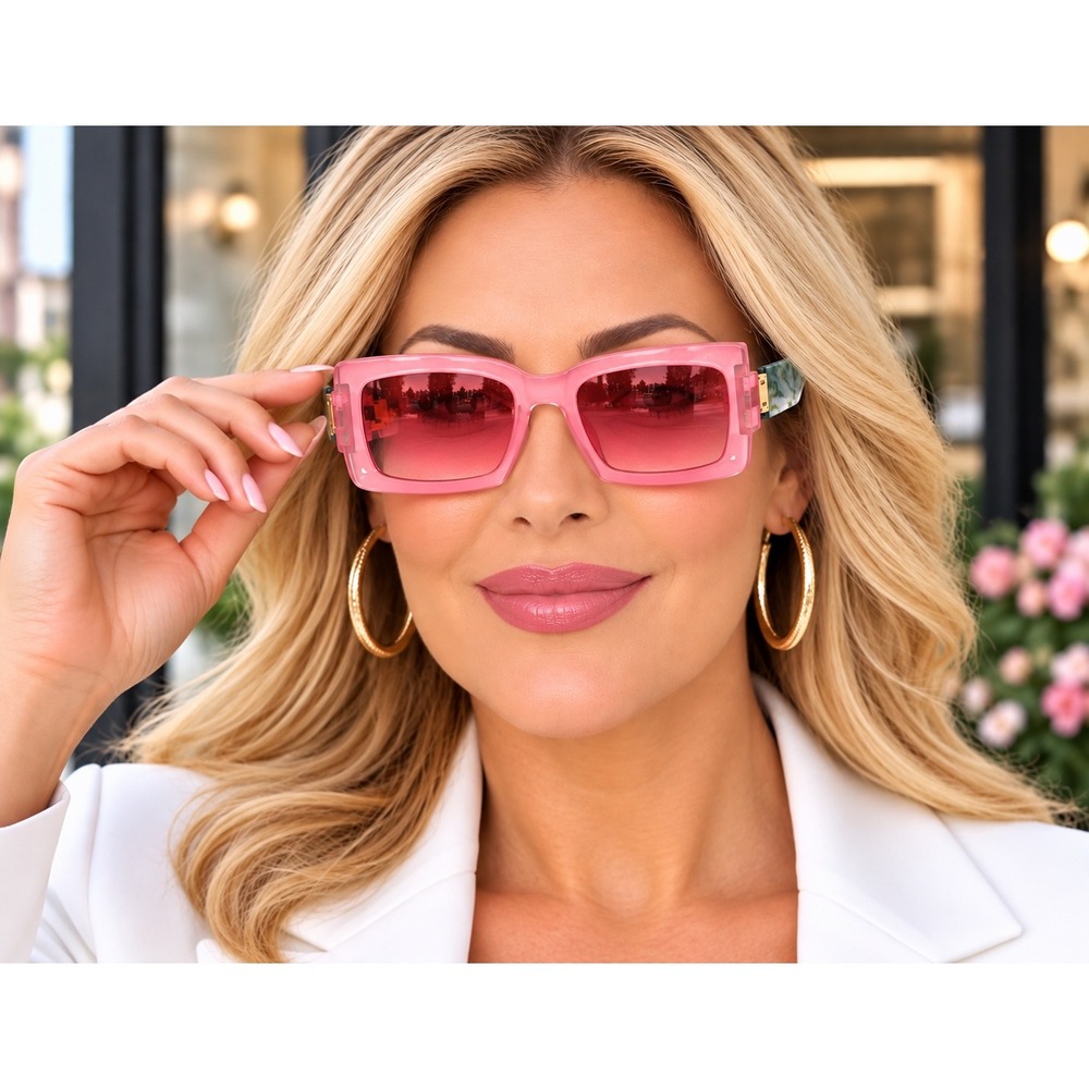 Sunglasses Women Pink & Green Rectangle Jelly Luxury Fashion Designer UV400